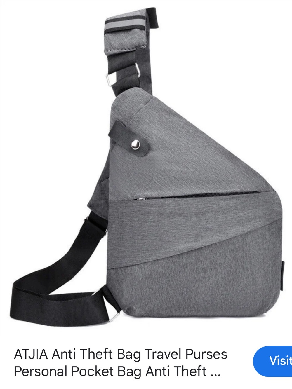 Men's Anti-Theft Sling Bag in Gray